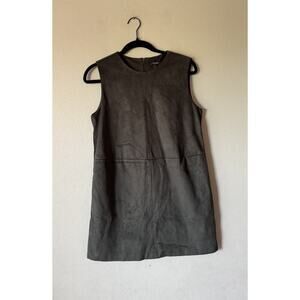 Forever 21 Faux Suede Mini Dress Size Small Sleeveless Modern Minimalist Green